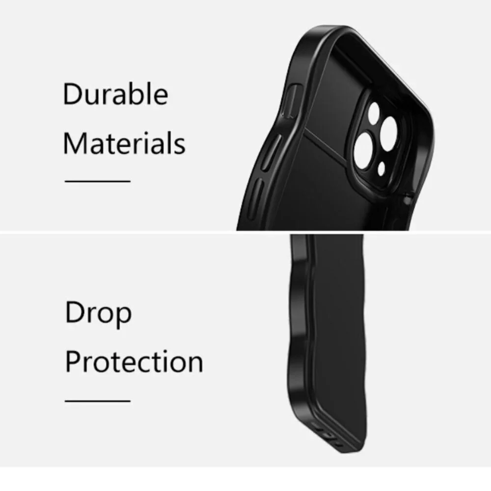 Fabspark iPhone 16 Phone Case BLACK Soft Silicone Simple Wave Design Wavy Cover - Picture 4 of 6